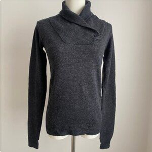 AllSaints Spitalfields Sweater Funnel Collar Button Closure Lambswool Size S
